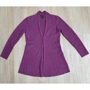 Forte 100% Cashmere Magenta Purple Womens V-Neck Cardigan Sweater Size M